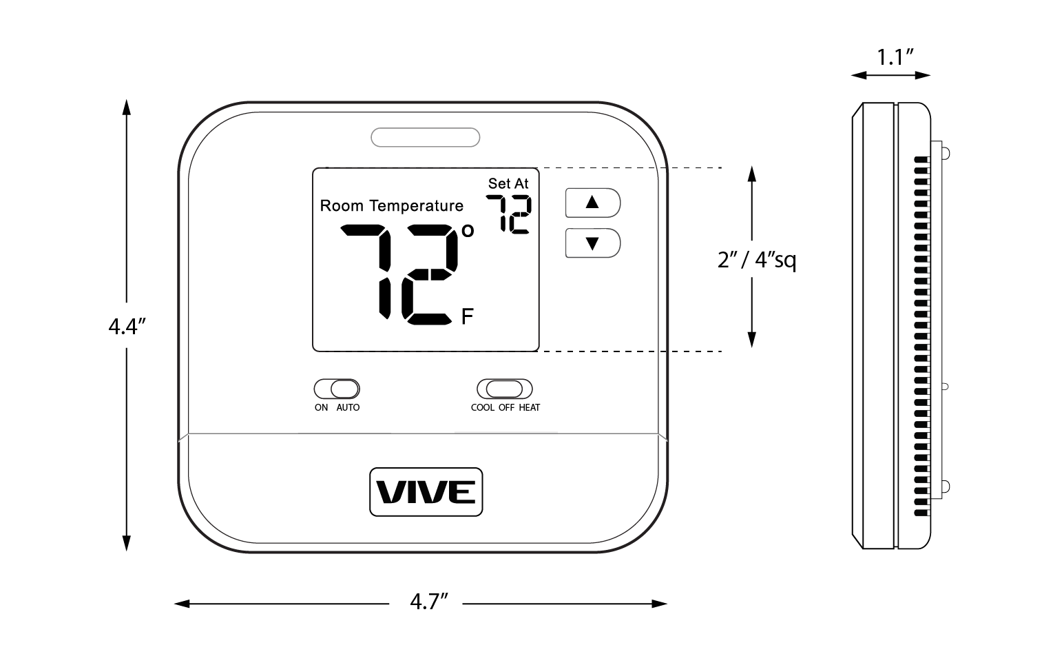 Wall Thermostat VIVE Non-Programmable Thermostat  TP-N-701 with PRO1 Magnet Logo 